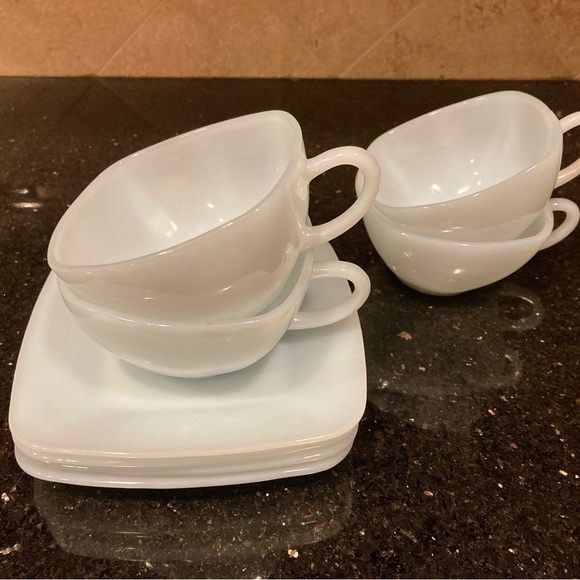 Vintage anchor hocking, fire king charm pattern, cup & saucer set - Picture 4 of 6